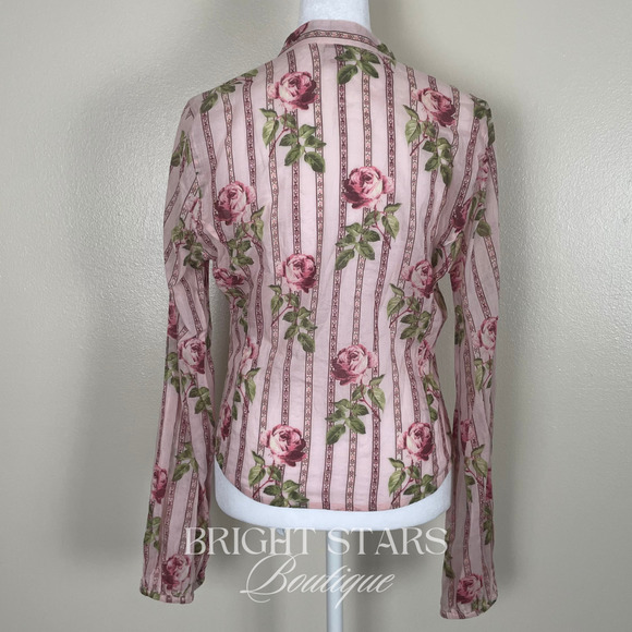 Rare Floral Top ASO Fred in Angel Vintage Pink Rose Long Sleeve Amy Acker - Picture 6 of 10